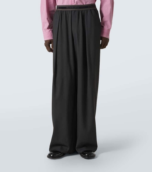 Logo embroidered wide-leg pants