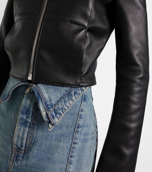 Cropped leather jacket