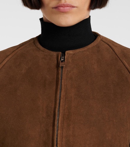 Shearling-trimmed suede jacket