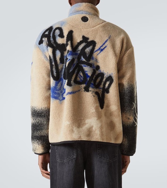 Teddy jacquard fleece zip-up jacket