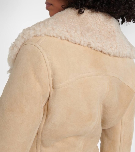 Shearling-trimmed suede coat