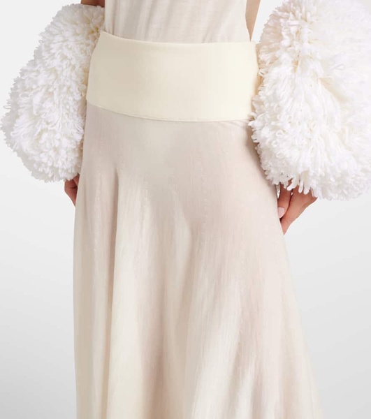 Low-rise virgin wool maxi skirt