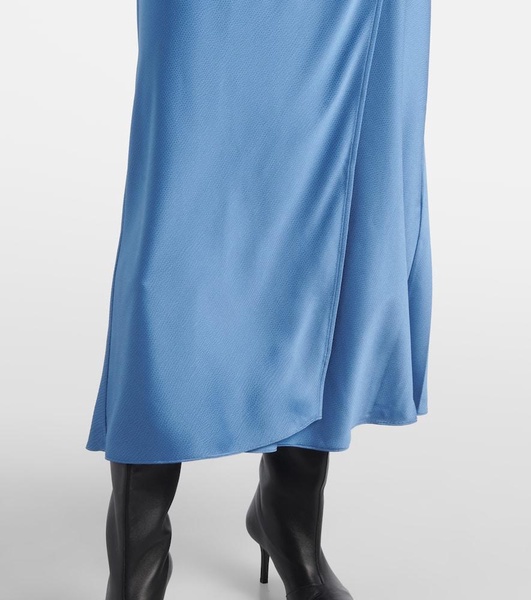 Draped satin maxi dress