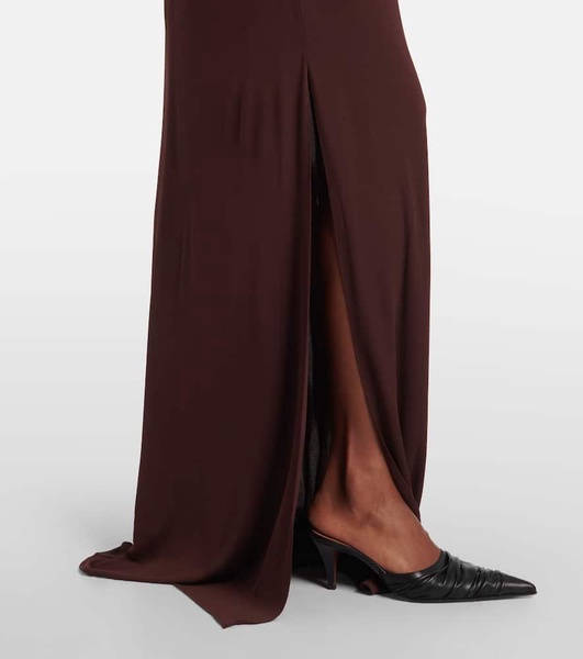 Gathered crêpe jersey gown