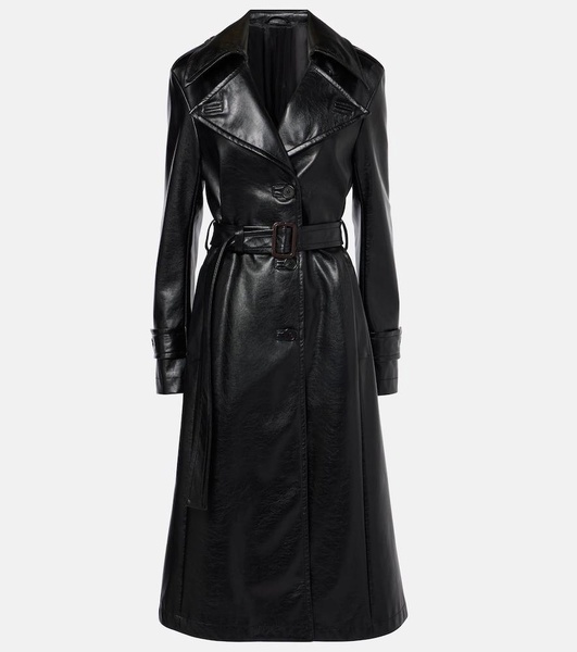 Faux leather trench coat