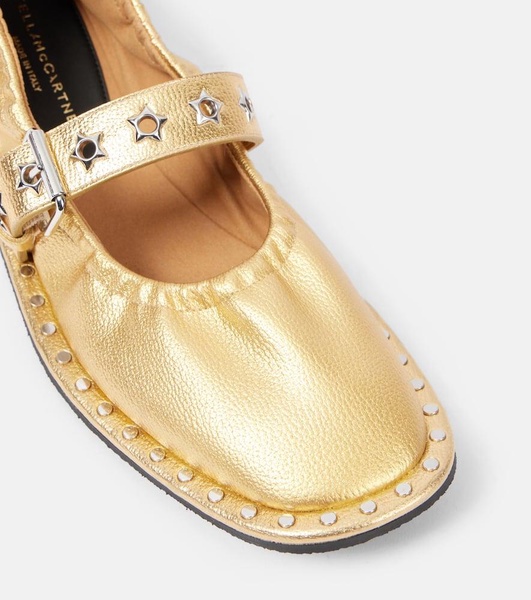 Falabella metallic Mary Jane flats