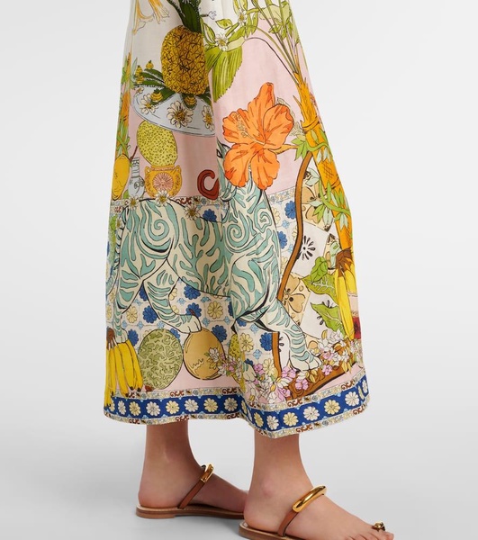 Hazel printed linen-blend maxi dress