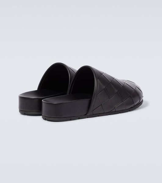 Intrecciato leather mules