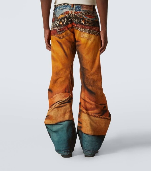 2006M trompe l'œil barrel-leg jeans