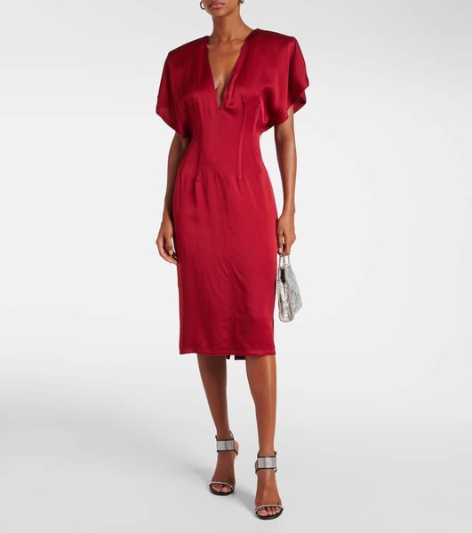 Draped satin midi dress