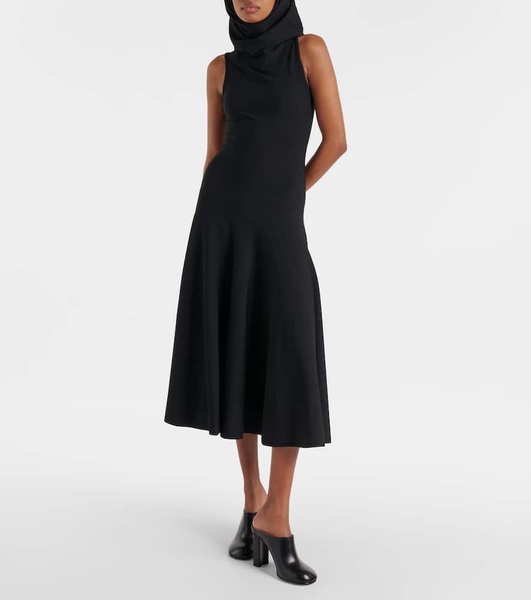 Hooded jersey midi dress