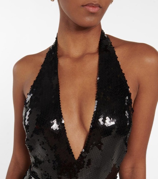 Sequined halterneck bodysuit