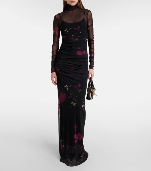 Printed tulle gown