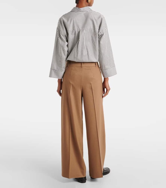 Carmen wool flannel wide-leg pants