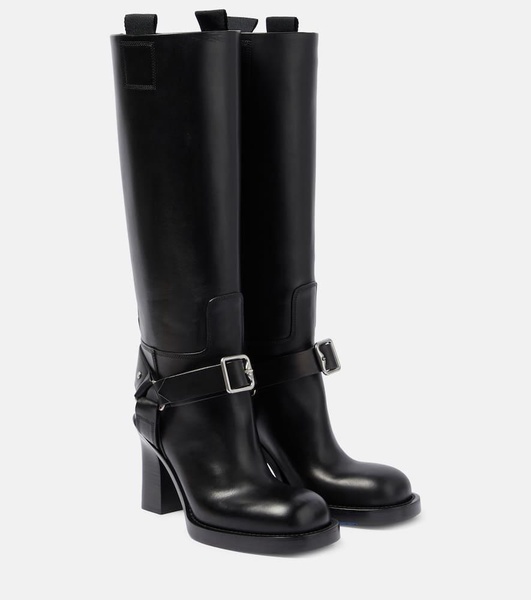 Stirrup leather knee-high boots