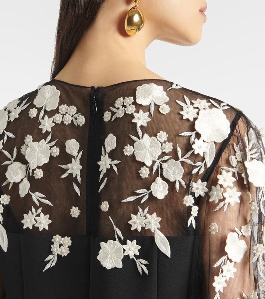 Embroidered puff-sleeve minidress