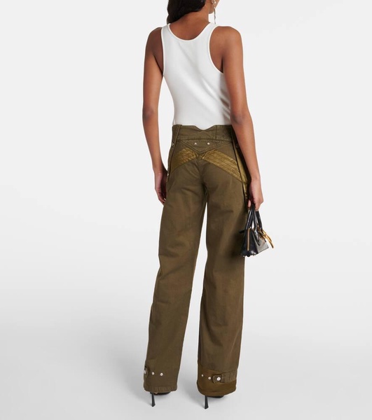 Mid-rise flared cargo jeans
