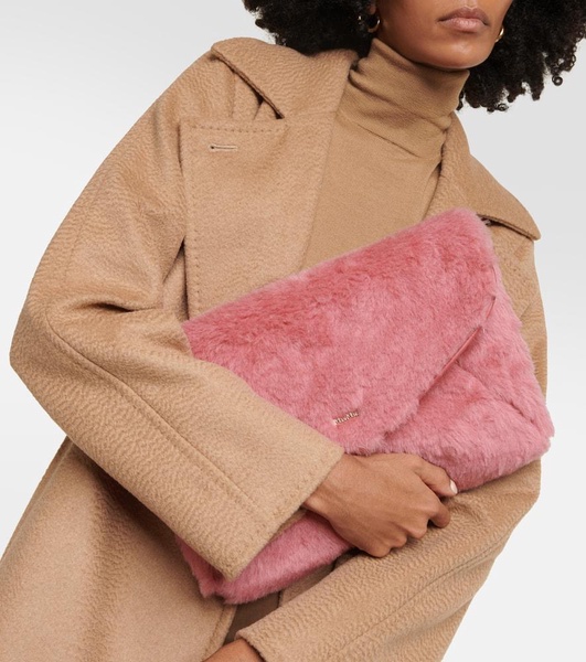 Alpaca, wool, and silk teddy clutch