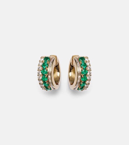 Lola 18kt gold earrings with emeralds and diamonds