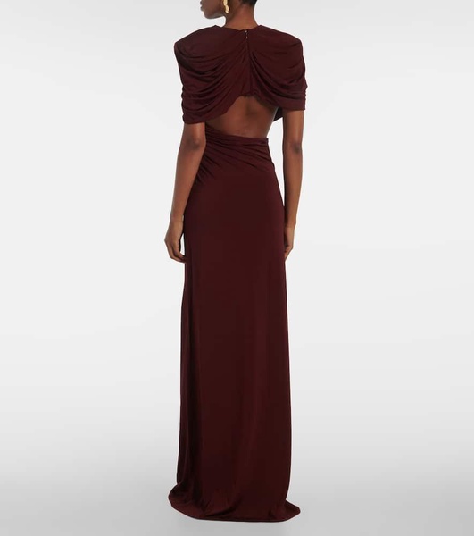 Draped open-back satin gown