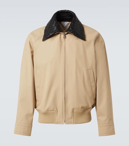 Intrecciato leather-trimmed twill blouson