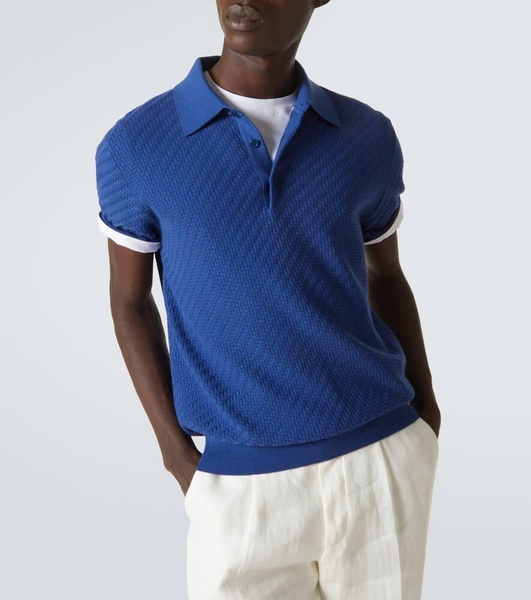 Cotton, silk, and cashmere polo shirt