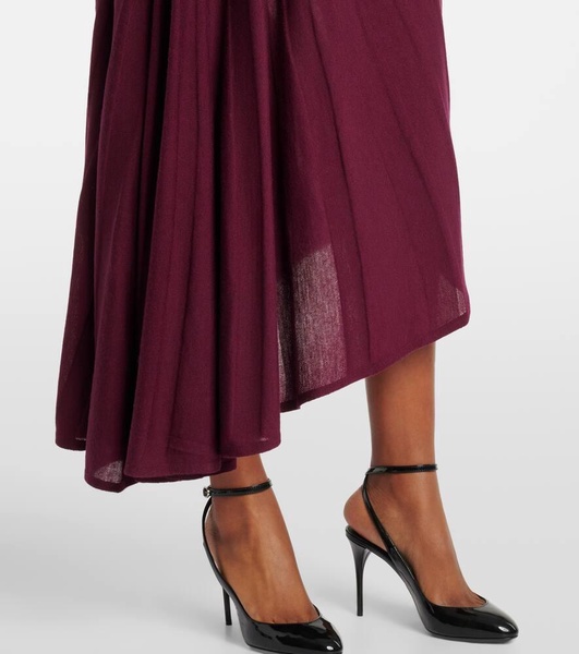 Asymmetric virgin wool midi dress
