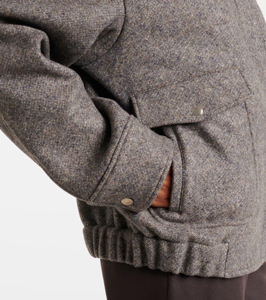 Faux fur-trimmed wool-blend jacket