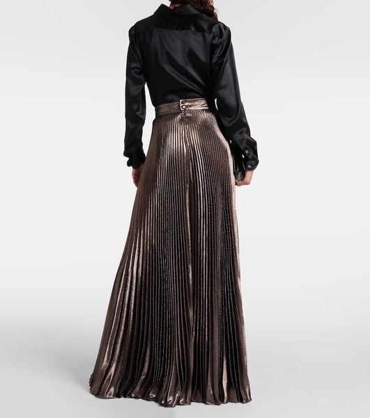 Elegante Panteon silk-blend lamé wide-leg pants