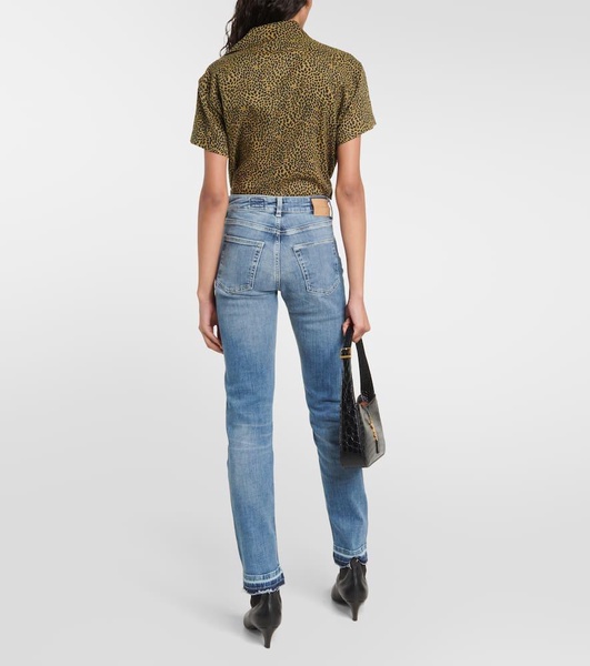 Girlfriend mid-rise straight jeans