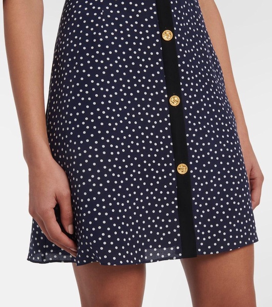 Polka-dot printed silk minidress