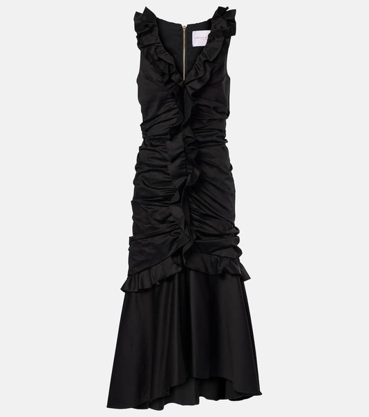 Ruffled cotton-blend midi dress