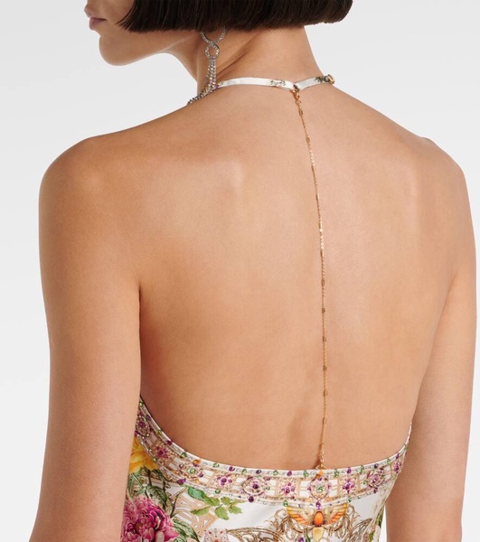 Chain-detail silk maxi dress