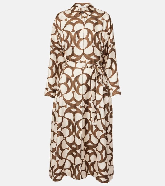 Ileana printed silk twill shirt dress