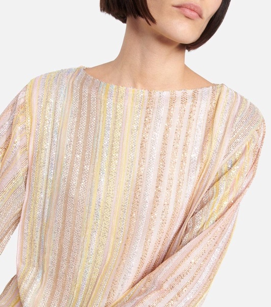 Striped sequin-embellished sweater