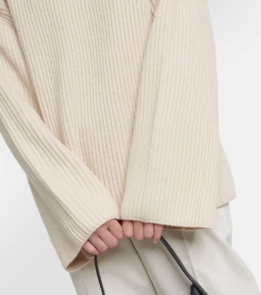 Ribbed-knit wool turtleneck sweater