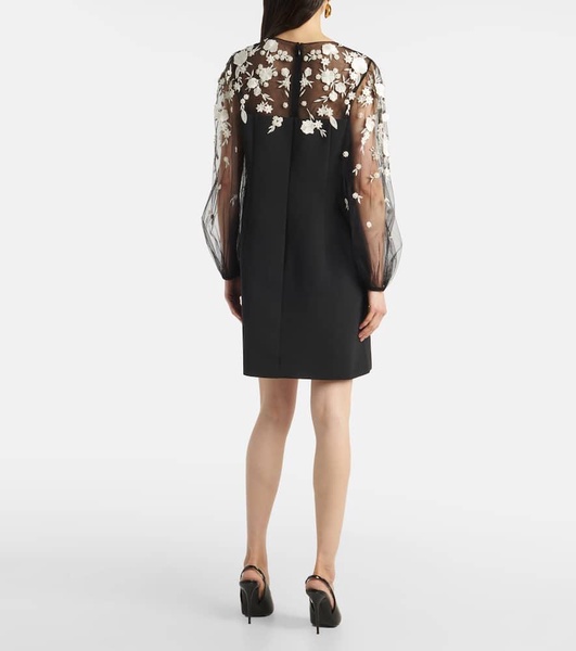Embroidered puff-sleeve minidress