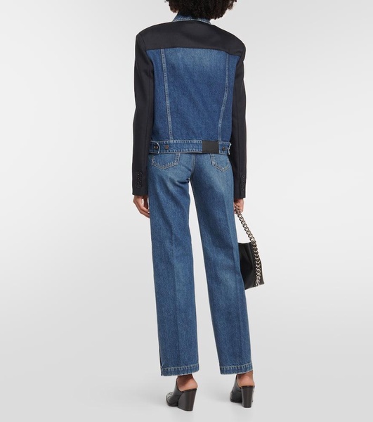 Twill-paneled denim jacket