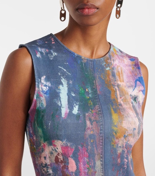 Enka printed cotton-blend midi dress