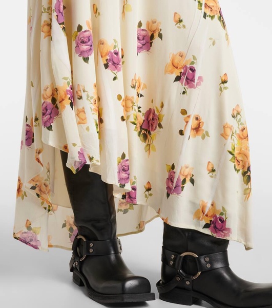 Edna floral asymmetric midi dress