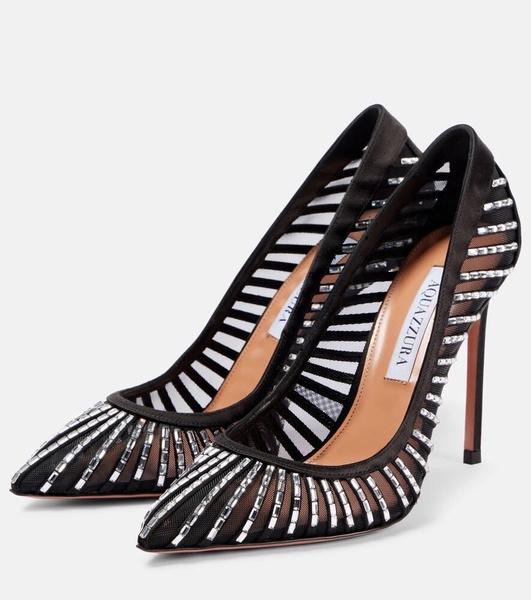 Passions Crystal 105 satin and mesh pumps