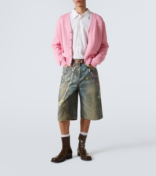 Trompe l'oeil denim shorts