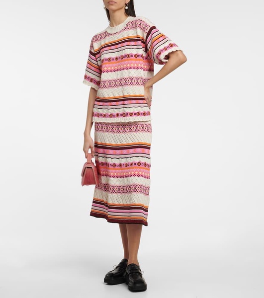 Jacquard cotton-blend maxi skirt