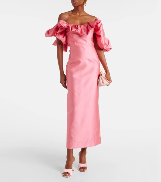 Ruffled off-shoulder gown