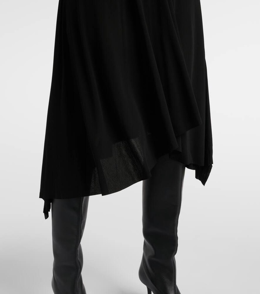 Draped ruched crêpe jersey midi dress