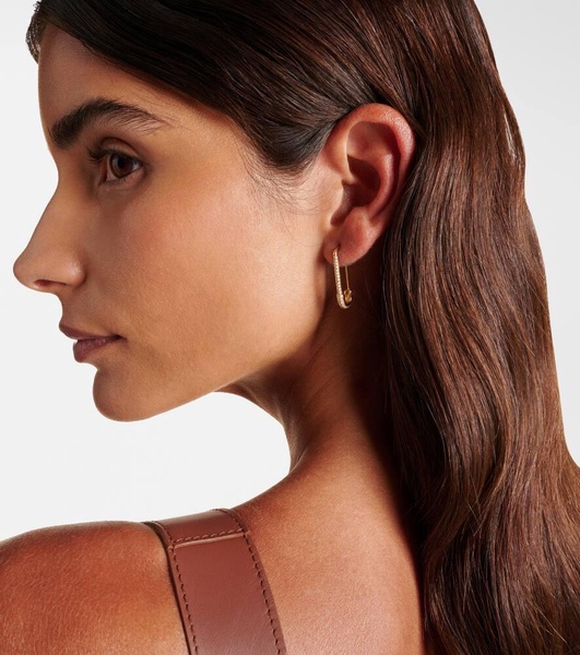 Safety Pin 18kt gold single earring with diamonds
