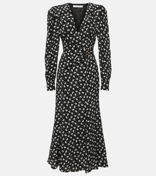 Printed silk midi dress