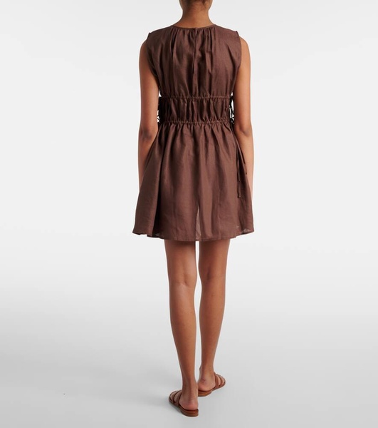 Gathered linen minidress