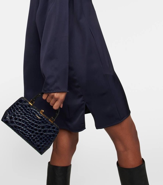 High-neck satin minidress
