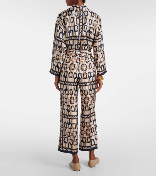 Brina printed silk twill wide-leg pants